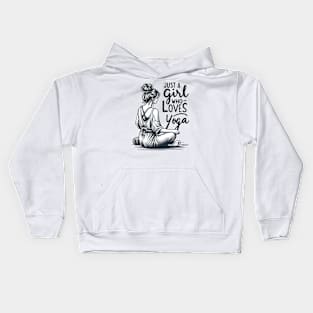 Just a Girl Who Loves Yoga-Girl with Mat and Messy Bun Kids Hoodie